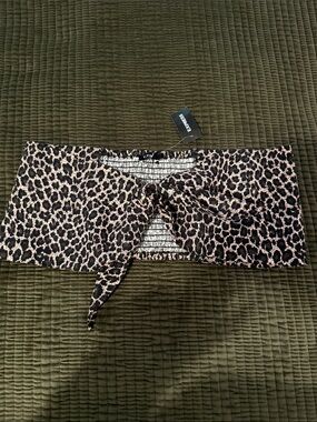 Express Animal Print Tie-Front Waist Sash in Black and Tan